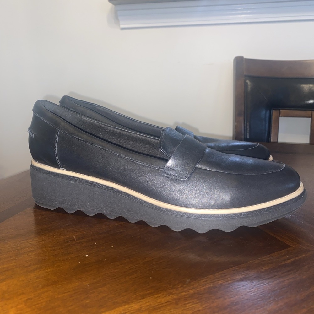 Clarks Collection Women's Black Leather Loafers Size 11 Medium B New Ultimate